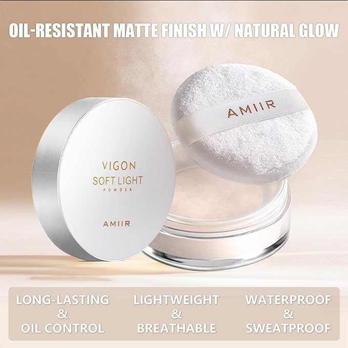 AMIIR Loose Setting Powder Makeup for Face - Talc-Free, Mattifying, Translucent Finish, Oil Control, Crease-Resistant, Perfect for Makeup Setting & Smoothing Pores on Oily Skin (#02 True Nude)
