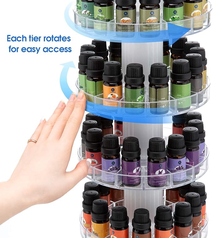 J JACKCUBE DESIGN Rotating Essential Oil Display Stand Spinning Rack for 75 Bottles(up to 120) Organizer 5 Tier Storage Holder -MK505A (5 Tier)