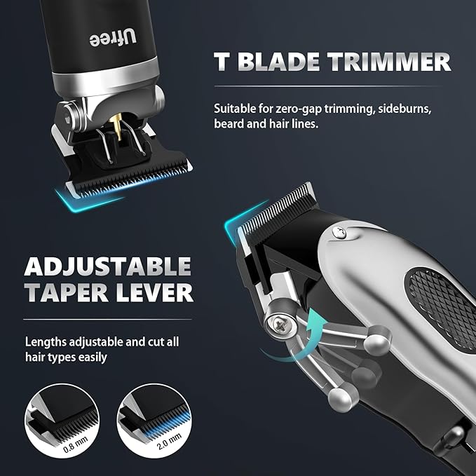 Ufree Hair Clippers for Men, Professional Clippers and Trimmers Set, Cordless Clippers for Hair Cutting, Beard Trimmer, Barber Clippers, Rechargeable Electric Shaver, Gifts for Men