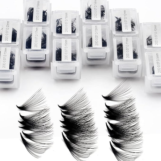 1200 Fans Lash Extension Premade Fans Eyelash Extensions 9-20mm Mixed 20D Eyelash Extension C Curl Pointed Base Volume Lash Extensions Handmade Lash Extensions(1200PCS-20D-0.07-C, 9-20mm mixed tray)