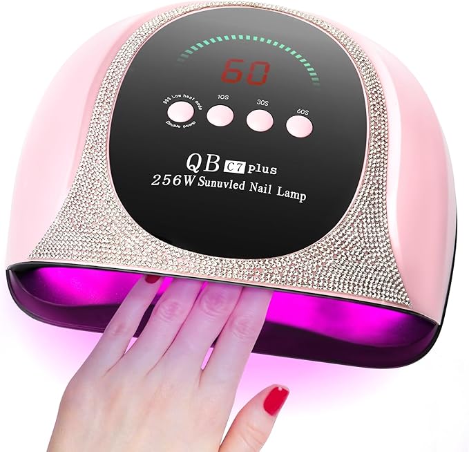 UV LED Light Nail Dryer For Gel Nails Quick Dry, 256W Professional UV Drying Light for Fingernail Polish , 57Pcs Beads Curing Gels Manicure Lamp, Portable Gel Cure Machine with Auto Sensor, 4 Timers