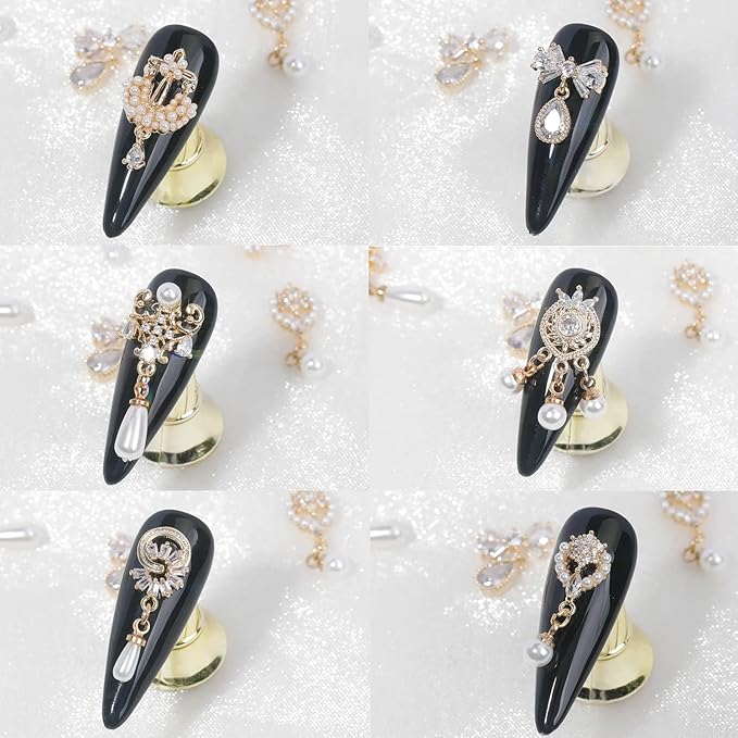 12Pcs Gold Nail Charms Nail Zircon Charms Rhinestones for Nails Gold Charms for Nails Shiny Nail Art Crystal Charms Gems Jewelry Dangle Nail Diamond Rhinestone Charms for Nail DIY Decoration