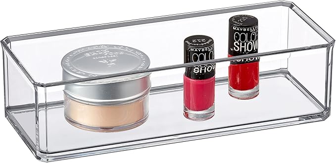 Amazing Abby - Glamour - Acrylic 1-Compartment Makeup Organizer, Transparent Plastic Lipstick Holder, Perfect Bathroom Vanity Storage Solution for Lipsticks, Nail Polishes, and More