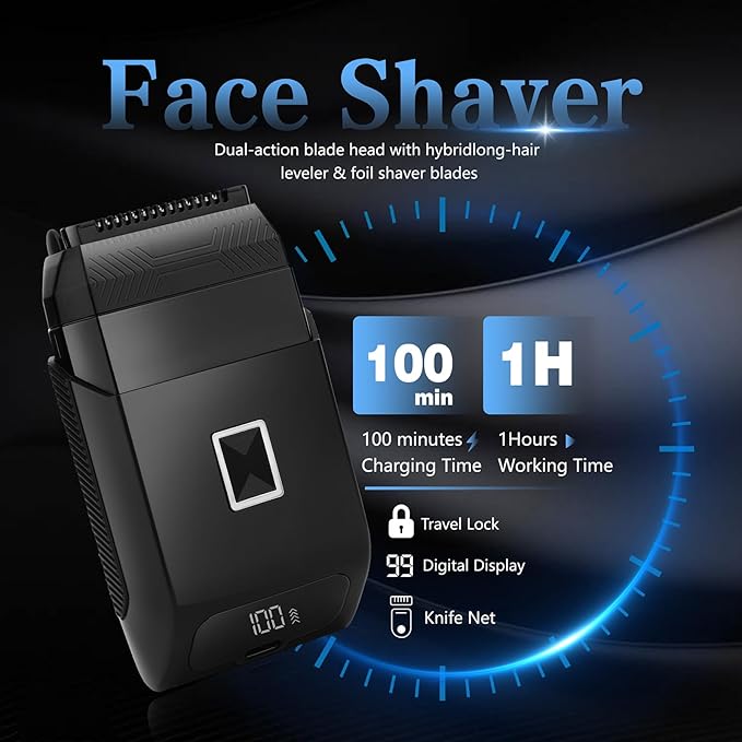 Soonsell Manscape Beard Trimmer for Men,Ball Shaver,Nose Hair Clippers,Electric Razor,Hair Clippers for Men,4 IN1 Men's Grooming Kit,LED Display,Waterproof,Wet/Dry Trimmer