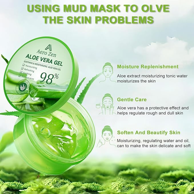 Organic Aloe Vera Gel for Face Made within 12 Hours of Harvest, 98% Pure Aloe Vera Gel for Skin, Scalp, & Hair, Soothing Aloe Face Moisturizer, Multipurpose Skin Care(20oz)