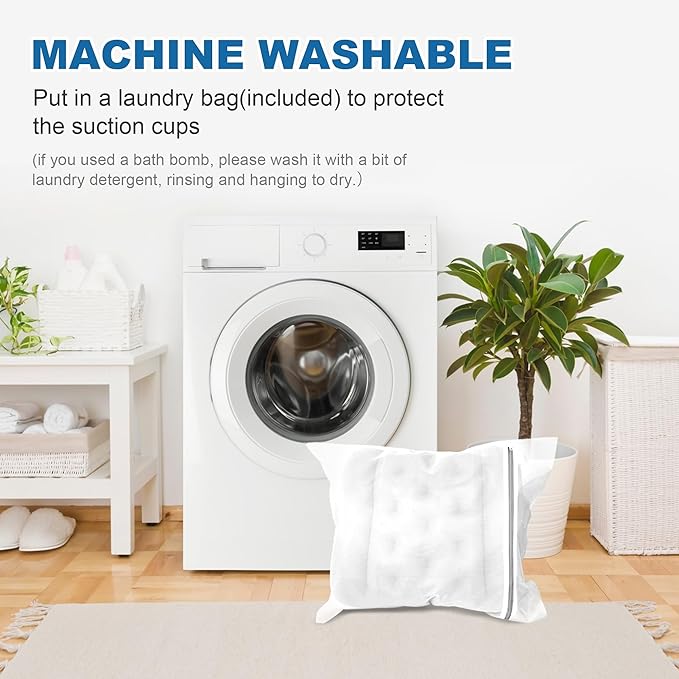 Full Body Bath Pillow, Luxury Bath Cushion with 192 Suction Cups, Bath Pillows for Tub for Head and Neck Support, with Laundry Bag White, 51" x 16"