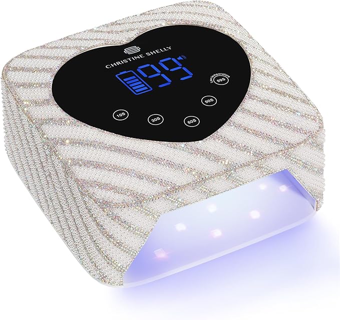 UV LED Nail Lamp 72W Rechargeable Sparkly Nail Dryer Gel Polish Light with 5 Timer Setting Professional Quick Dry Curing Lamp with Display Auto Sensor for Salon & Home, Pearl Diamond