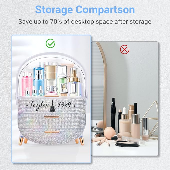 Teen Girls Gift Makeup Organizer,Skincare Organizer Jewelry Storage,Cosmetics Storage and Display Case,Make Up Holders and Organizers for Countertop,Bathroom Organizer (Taylor)