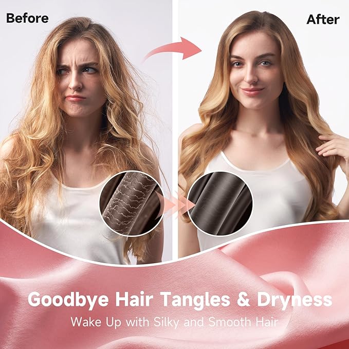 Umisleep Large Silk Bonnet for Sleeping Women, 100% Double Layer 22 Momme Mulberry Silk, Non Slip Hair Bonnet with Adjustable Band for Curly Long Hair, Pink