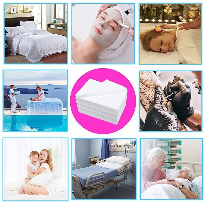 31" x 71" Disposable Bed Sheets for Massage Table Waterproof Massage Table Sheet Soft Non Woven Fabric SPA Bed Cover Breathable for Massage Beauty Tattoos 50PCS (White)