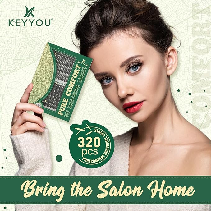 Lash Clusters 320Pcs Eyelash Clusters 60D+80D C Curl 9-16MIX Clusters Lashes Thick Super Soft Wispy DIY Eyelash Extension at Home(60D+80D-C,9-16MIX)