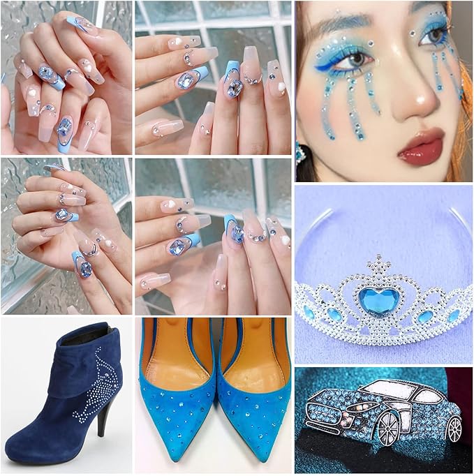 Beadsland Flatback Rhinestones Bulk,14400pcs Light Blue Rhinestones for Nails Crafts Clothes DIY Decoration, Light Sapphire, SS20, 4.6-4.8mm