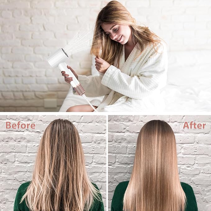 High Speed Ionic Hair Dryer with Diffuser, Professonal Blow Dryer 110,000 RPM Brushless Motor for Fast Drying, 1500W 4Temps /2Speeds, Thermo-Control Hairdryer for Women Home Travel (White)