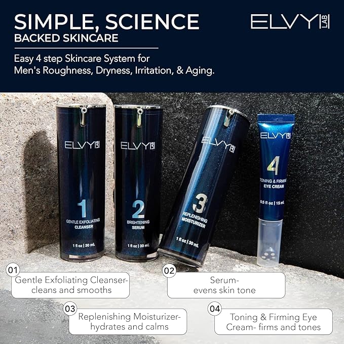 Complete Men's Skincare Set | 4-Step Grooming Kit with Cleanser, Vitamin C Serum, Face Moisturizer & Eye Cream | Hydrating and Rejuvenating Skincare for All Skin Types