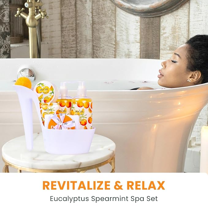 Draizee Mothers Day Gifts for Mom - Spa Gift Baskets for Women - 8 Pcs Luxury Citrus Scented Heel Shoe Design Bath and Body Spa Set - Self Care Package for Women, Present for Mom-Body Care Set for Her