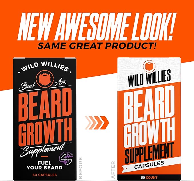 Wild Willies Beard Growth Kit - Capsules & Boost Serum - Natural Growth Oil With Biotin & Caffeine - Vitamins for Fuller, Thicker Beard - 60 Capsules - For Men