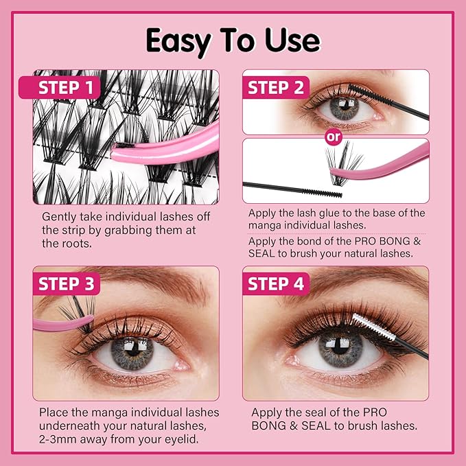 280 Pcs Individual Lashes 30D Mixed Lash Clusters Devil Style Lashes That Look Like Eyelash Extensions Wispy Lashes DIY Individual Lashes At Home (30D-D-8-16mix,Manga)