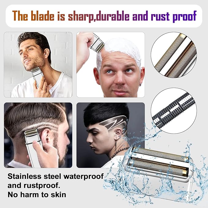 2 Pack Shaver Replacement Foil and Cutters compatible with BaBylissPRO Double FXFS2 Metal shaver foil replacement (Sliver-2PCS)