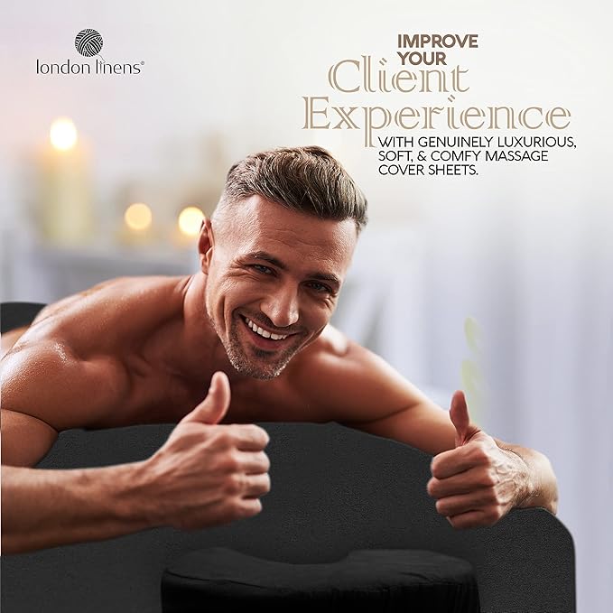 London Linens Soft Microfiber Massage Table Sheets Set 3 Piece Set - Includes Massage Table Cover, Massage Fitted Sheet, and Massage Face Rest Cover (Exotic Black)