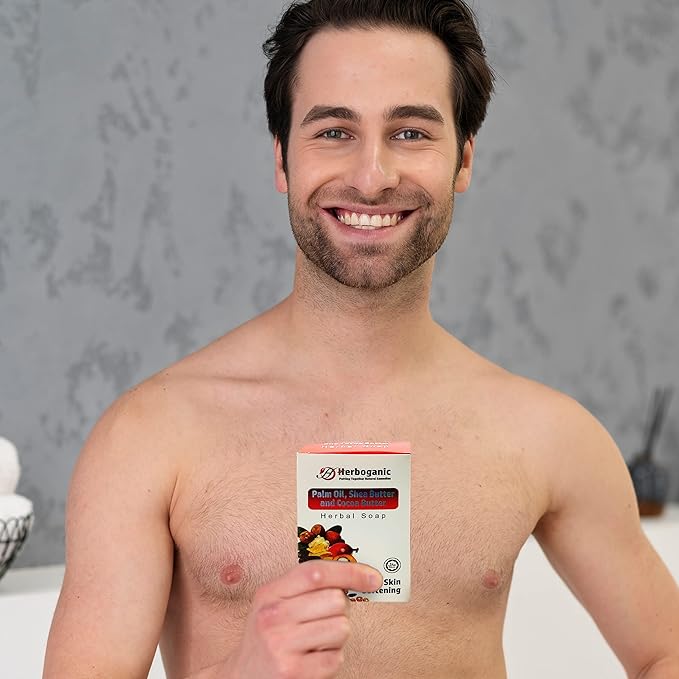 Palm oil, Shea butter and Cocoa Butter Herbal Soap | Pack of 6 of 5oz soap Bar | Ideal for Men and Women, Soothing and Nourishing Soap for Moisturization