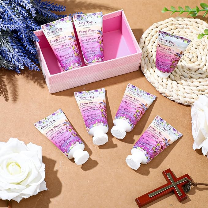 50 Pack Christian Hand Lotion Bulk Gifts for Women Mother Day Bible Mini Travel Hand Lotion Bulk for Stocking Stuffers Gifts Women Church Appreciation Teachers Coworkers(Cross)