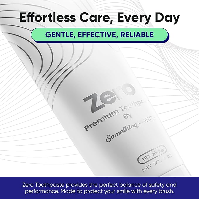 Zero Premium Toothpaste by Something Nice – Dentist Recommended Mint-Flavored Toothpaste with 10% Nano Hydroxyapatite, Fluoride-Free, SLS-Free, Enamel Repair for Adults & Kids Oral Care, Made in USA