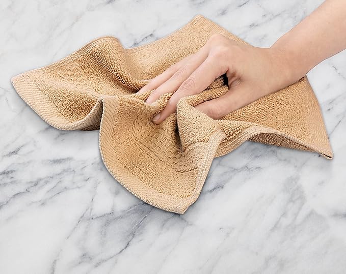 Utopia Towels 12 Pack Premium Wash Cloths Set, 12 by 12 Inches, 100% Cotton Ring Spun, Highly Absorbent and Soft Feel Essential Washcloths for Bathroom, Spa, Gym, and Face, Champagne