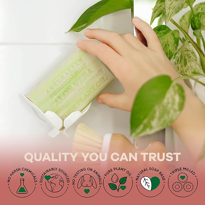 Australian Botanical Soap Aloe Vera with Green Tea Extract 6.6 oz Luxury Soap Bars Enriched with Shea Butter, Pack of 4