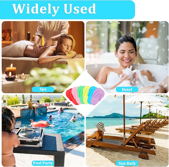 NICEMOVIC 72 Pairs Disposable Pedicure Slippers Foam Disposable Flip Flops Multi Color for Pedicure Sandals Bulk Pedicure Shoes for Women Salon Nail Spa Pedicure