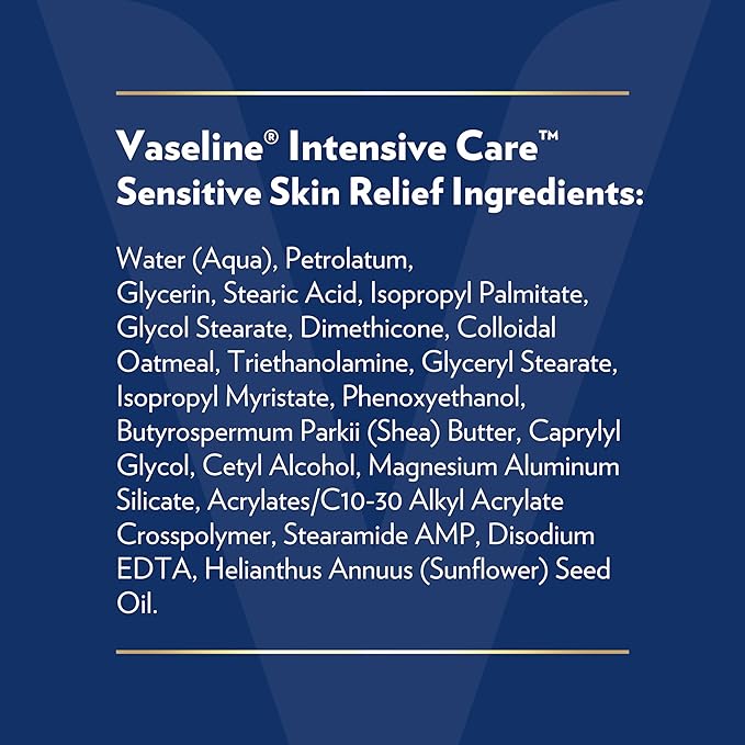 Vaseline Intensive Care Body Lotion 4 Pack Sensitive Skin Relief For Dry Skin With Colloidal Oatmeal and Ultra-Hydrating Lipids 20.3 oz