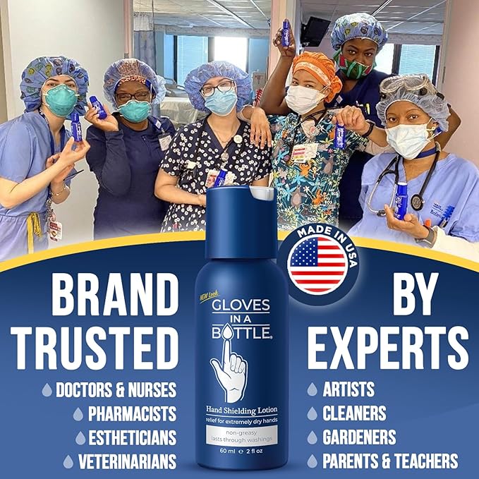 Gloves In A Bottle – Shielding Lotion for Dry Skin, Hand Lotion Travel Size, Protects & Restores Dry Cracked Skin (Travel Mini)