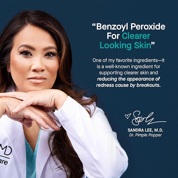 SLMD by Dr. Pimple Popper BP Body Wash – 5% Benzoyl Peroxide Exfoliating Cleanser for Clearer, Smoother-Looking Skin – 6 fl. oz Skincare