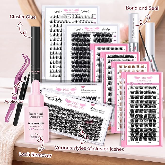 Cluster Lashes 72 Pcs Lash Clusters DIY Eyelash Extension Individual Cluster Eyelashes Tender Style Self-Application Fluffy Super Thin Band Reusable Soft & Comfortable(Tender-C-14mm)