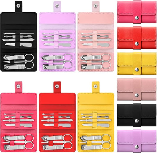 WILLBOND 12 Sets Manicure Set Nail Clippers Pedicure Kit 7 in 1 Stainless Steel Professional Pedicure Set Grooming Kits Nail Care Tools with Travel Case Multi Color(Bright Colors)