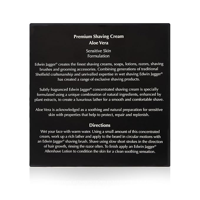 Edwin Jagger 99.9% Natural Premium Shaving Cream, 100ml Tub - Aloe Vera, 3.4-Ounce