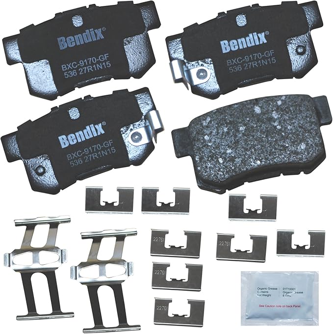 Bendix Priority1 CFC536 Ceramic Rear Brake Pads for Select Models Acura CL, Legend, RDX, RL, TL, Honda Accord, Civic, CR-V, Element, Odyssey, Isuzu Oasis