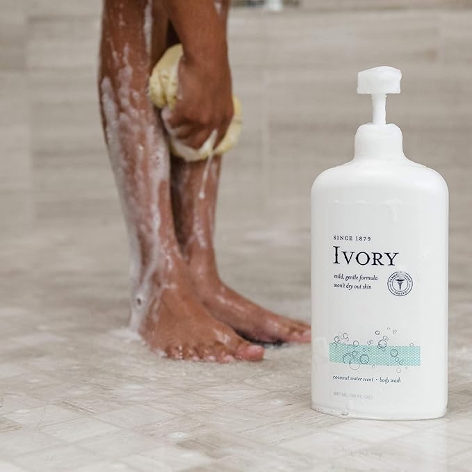 Ivory Body Wash - Ivory Clean Body Wash Pump Original with body pump. Ivory soap pamper yourself with this moisturizing body wash pump with 35 Fl. Oz. each with shower loofah (Pack of 2). (Lavender)