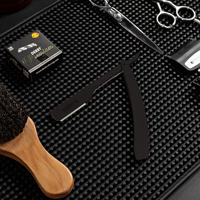 Professional Straight Razor - Ultra Exposed Straight Razor Kit with 10 Gravity Premium Blades, 2mm Exposed (The Reaper)