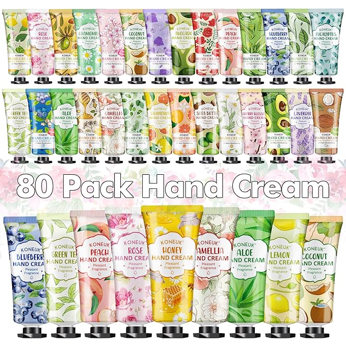 80 Pack Hand Cream Set for Dry Cracked Hands, Bulk Hand Lotion Travel Size for Mothers Day Gifts, Mini Hand Cream for Teacher Appreciation Gifts, Thank You Gifts and Nurses Week Gifts