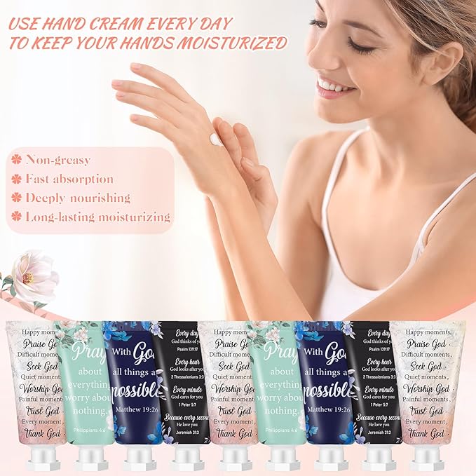 12 Pcs Christian Hand Cream Bulk for Women Mothers Day Church Gifts in Bulk Bible Travel Hand Lotion for Dry Hands Bible Verse Hand Lotion for Mom Grandma Holiday mothers day Gift