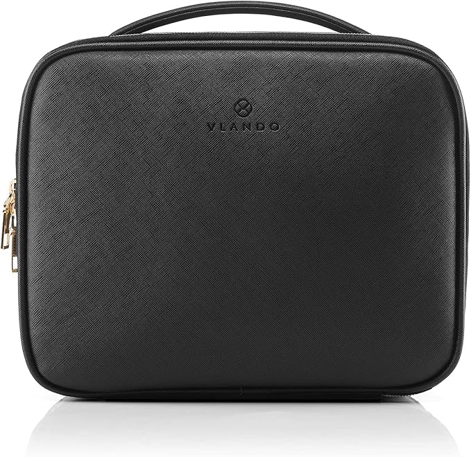 Vlando Toiletry Bag, Large Wash Bag, Travel Cosmetic Make-up Bag, Multi-compartment with Dividers for Cosmetics Makeup Brushes Toiletry Jewelry Accessories, Black