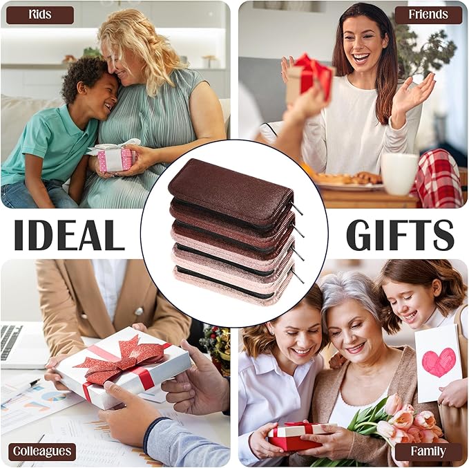 Coume 24 Sets Nail Kit Manicure Set Bulk with Zipper Professional Nail Clippers 8 in 1 Stainless Steel Nail Care Tools with Luxurious Travel Case Gifts for Men Women Friends Colleagues(Brown Series)