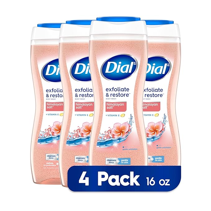 Dial Body Wash, Exfoliate & Restore Himalayan Salt, 16 fl oz, Pack of 4