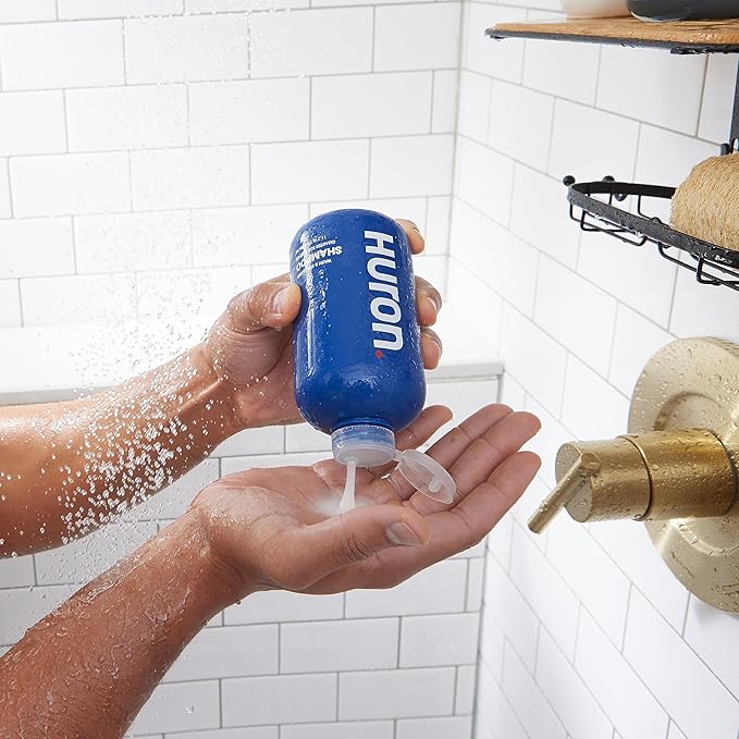 Huron Men's Daily Shampoo for Full & Strong Hair - Nourishing Shampoo with Argan Oil & Vitamins E and B5 - 11.7oz (2 Pack)