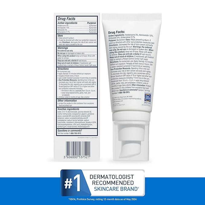 CeraVe Ultra-Light Moisturizing Lotion With SPF 30, Daily Face Moisturizer with SPF, Formulated with Hyaluronic Acid & Ceramides, Broad Spectrum SPF, Oil Free, Matte Finish, 1.7 Ounce