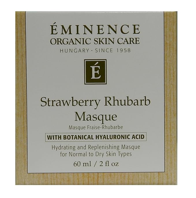 Eminence Organic Skincare Strawberry Rhubarb Masque with Vegan Friendly Hyaluronic Acid, 2 Fluid Ounce