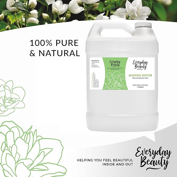 Jasmine Water Facial Toner - Bulk 1 Gallon - All Natural Hydrating Spray Mist for Face and Hair - 100% All Natural Jasmine Water Hydrosol