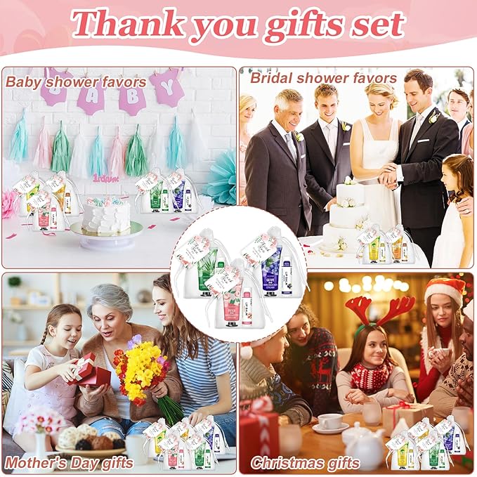 80 Sets Bulk Hand Cream and Bulk Lip Balm Gifts, Mothers Day Gifts, Baby Shower Party Favors and Bridal Shower Gifts for Guests with Thank You Card Organza Bags, Teacher Appreciation Gifts for Women