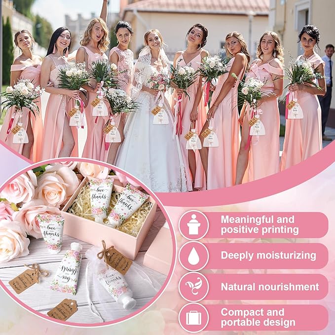 48 Sets Baby Shower Hand Cream Party Favors for Guests Gift Bulk Travel Size Hand Lotion Set for Baby Shower Wedding Christmas(Rose)