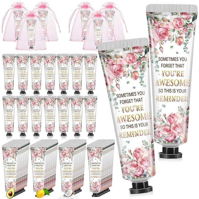 48 Sets Baby Shower Hand Cream Bulk Inspirational Gifts Baby Shower Favors Bridal Thank You Hand Cream for Guests Travel Size Lotion with Organza Bags